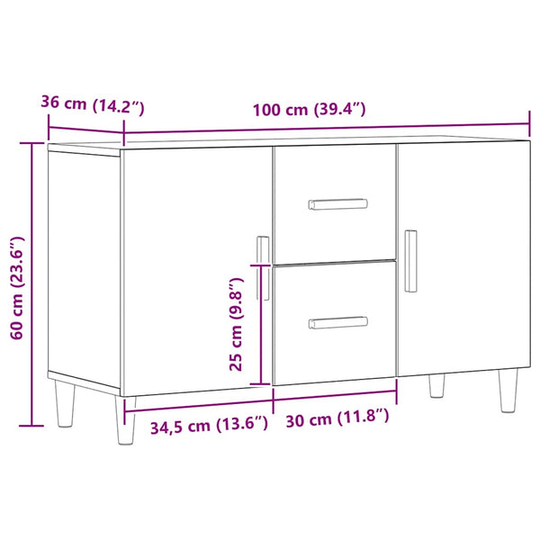 vidaXL Buffet chêne artisanal 100x36x60 cm bois d'ingénierie