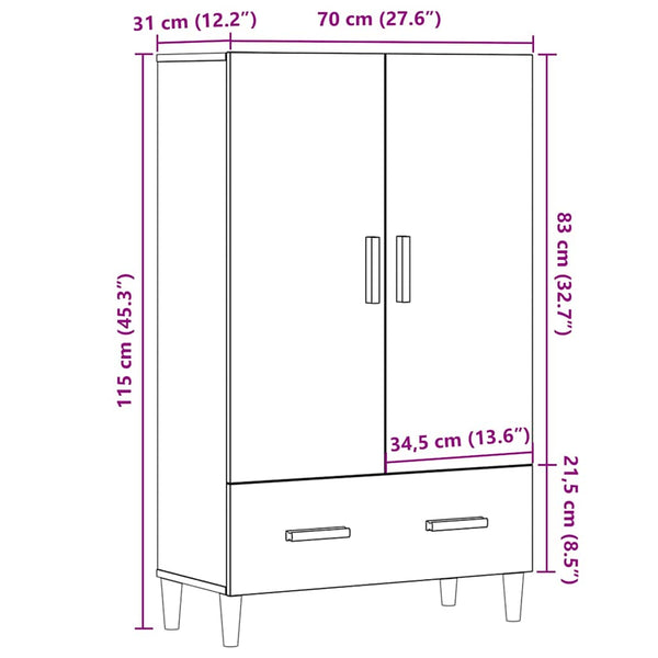 Highboard Artisan Eiche 70x31x115 cm