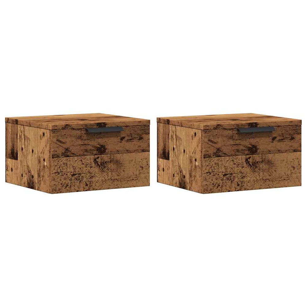 Wand-Nachttische 2er Set Altholz-Optik
