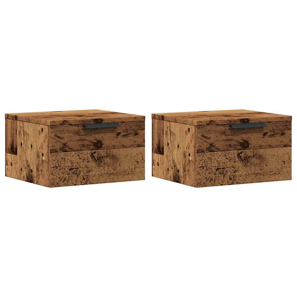 Wand-Nachttische 2er Set Altholz-Optik