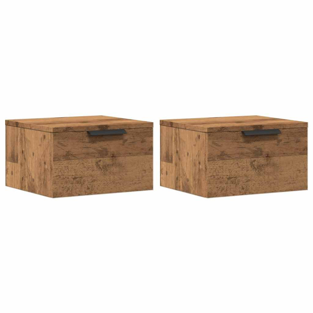 Wand-Nachttische 2er Set Eiche 34x30x20 cm