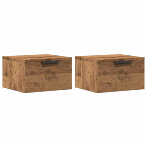 Wand-Nachttische 2er Set Eiche 34x30x20 cm