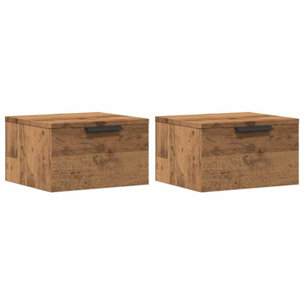Wand-Nachttische 2er Set Eiche 34x30x20 cm