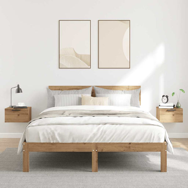 Wand-Nachttische 2er Set Eiche 34x30x20 cm