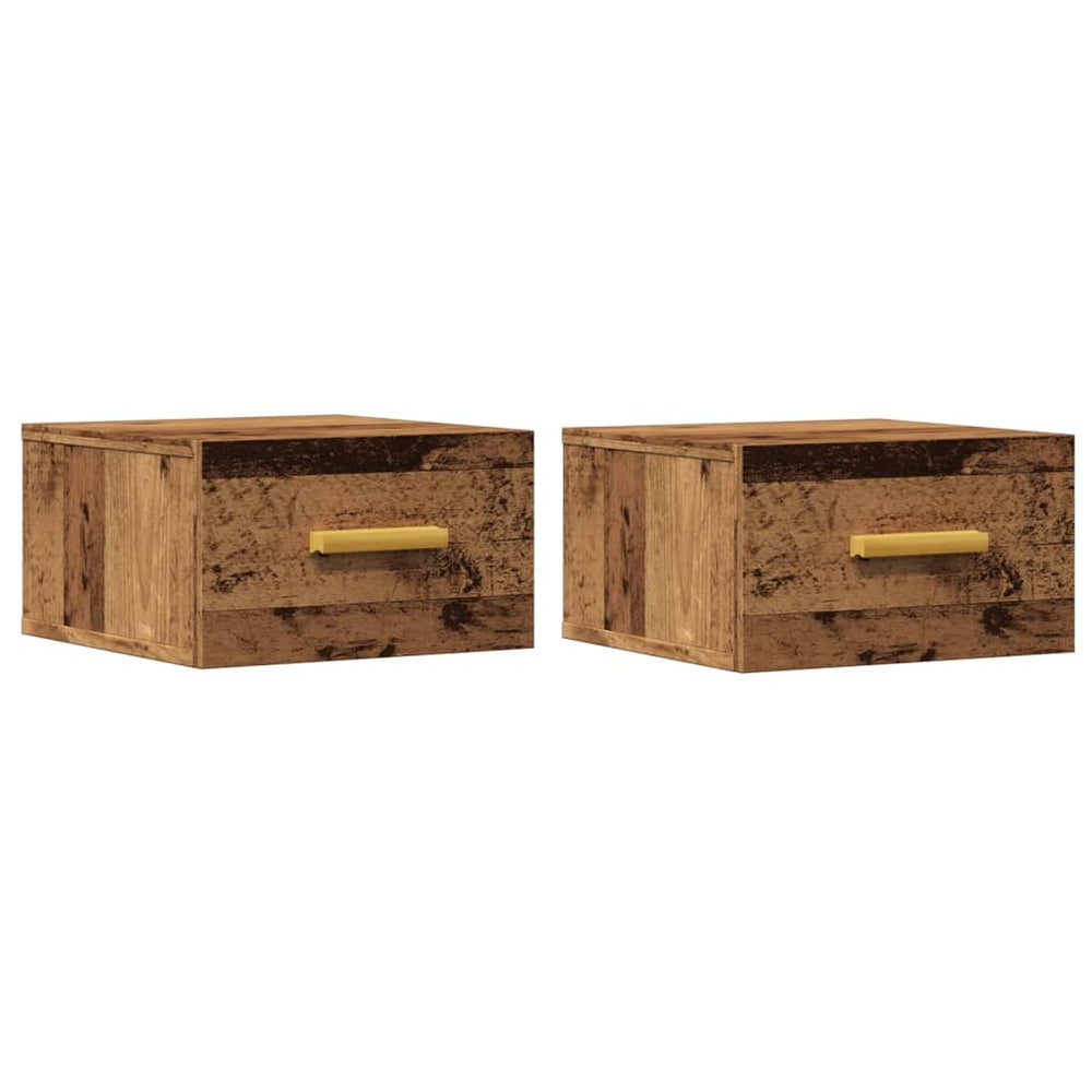 Wand Nachttische 2er Set Altholz-Optik