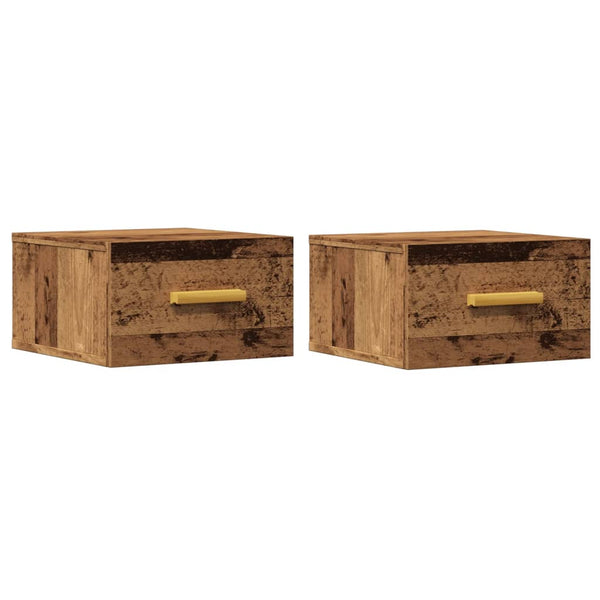 Wand Nachttische 2er Set Altholz-Optik