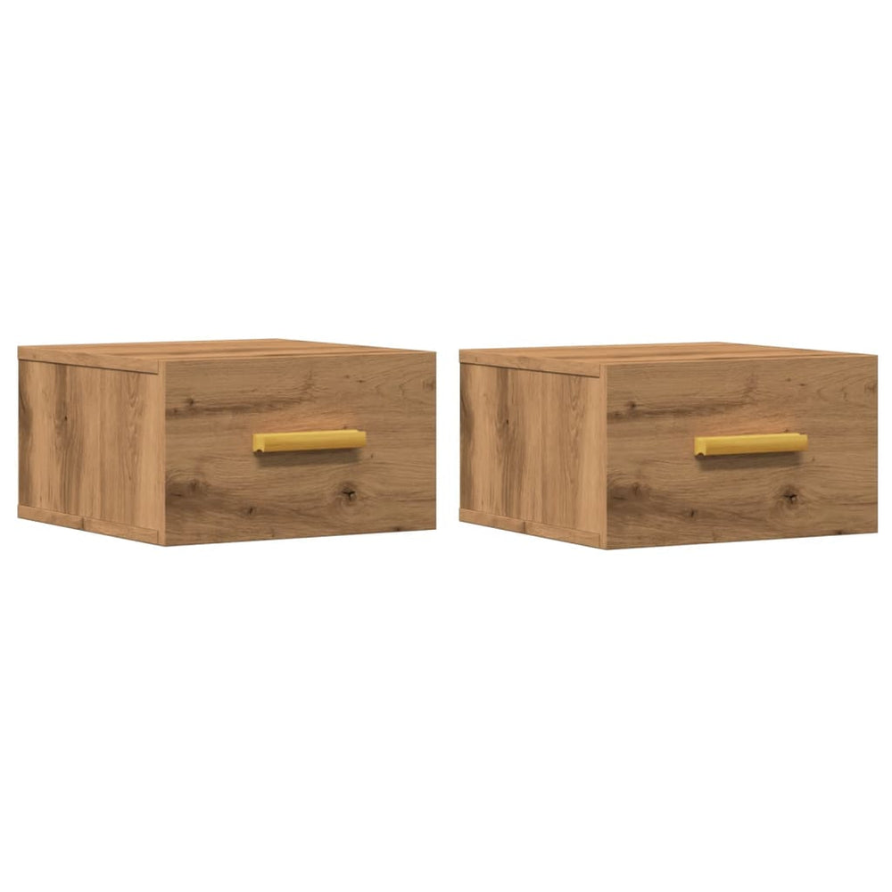 Wand Nachttische 2er Set Eiche 35x35x20cm