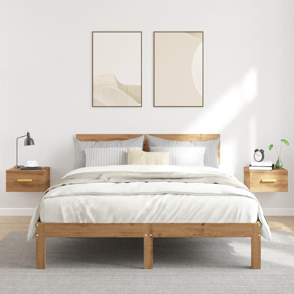 Wand Nachttische 2er Set Eiche 35x35x20cm
