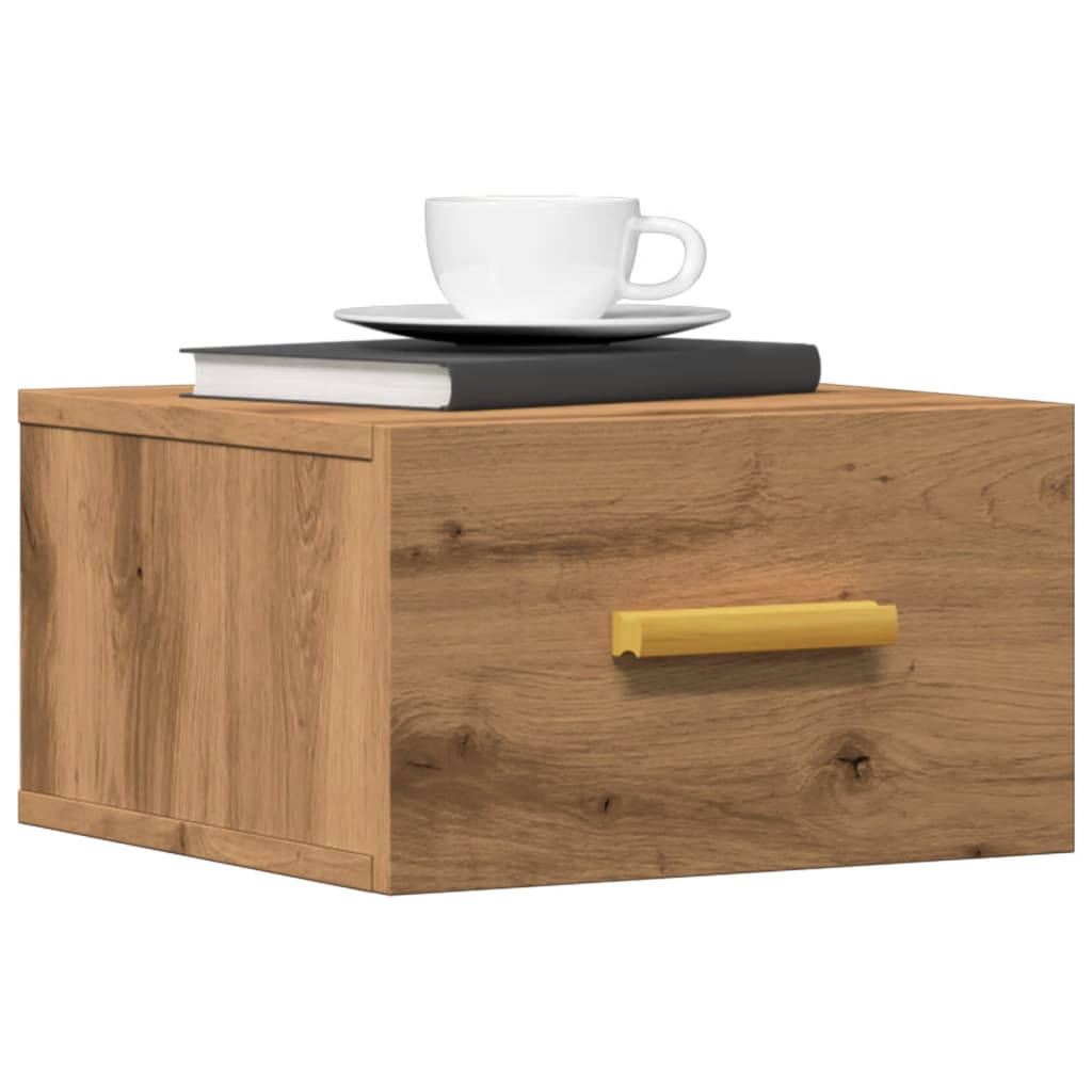 Wand Nachttische 2er Set Eiche 35x35x20cm