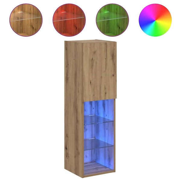 TV-Schränke mit LED-Leuchten, Artisan-Eiche, 2er-Set
