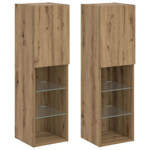 TV-Schränke mit LED-Leuchten, Artisan-Eiche, 2er-Set