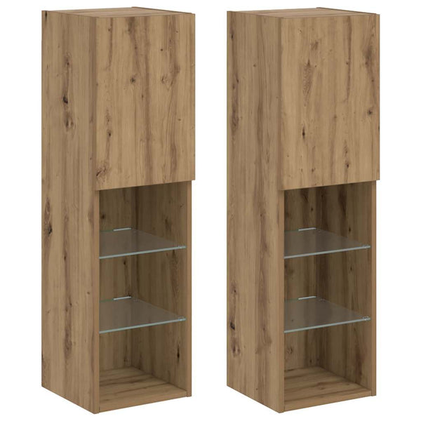 TV-Schränke mit LED-Leuchten, Artisan-Eiche, 2er-Set