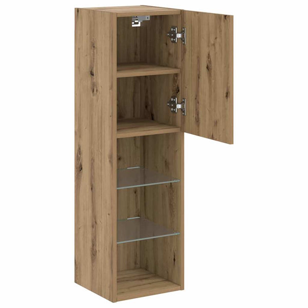 TV-Schränke mit LED-Leuchten, Artisan-Eiche, 2er-Set