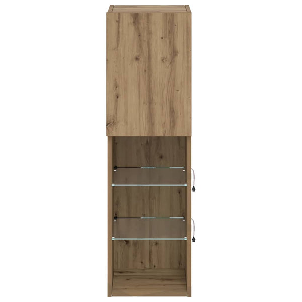 TV-Schränke mit LED-Leuchten, Artisan-Eiche, 2er-Set