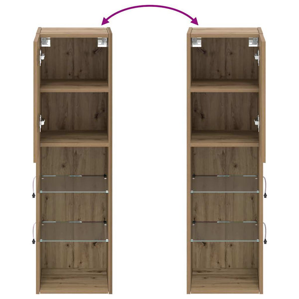 TV-Schränke mit LED-Leuchten, Artisan-Eiche, 2er-Set