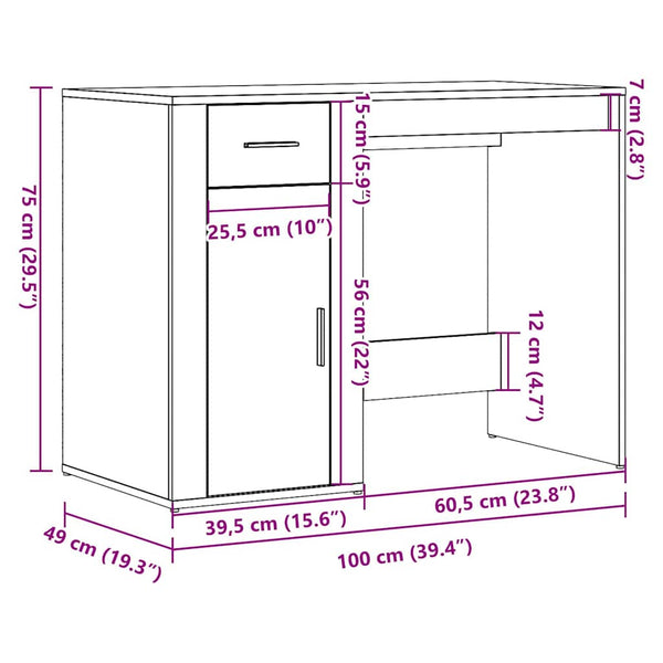 Schreibtisch Altholz-Optik 100 cm