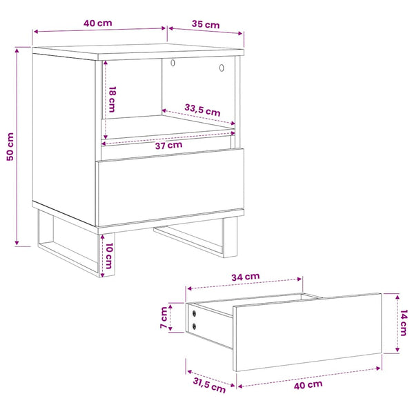 Nachttische 2er Set Altholz-Optik