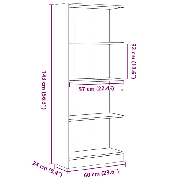 Hochglanz Bücherregal Weiß 60x24x143 cm