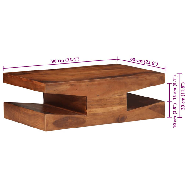 Akazie Couchtisch Massivholz 90x60 cm