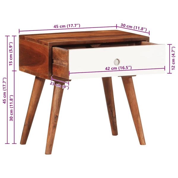 Akazie Beistelltisch Massivholz 45x30x45 cm