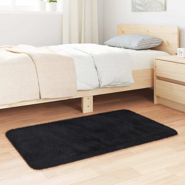 Schwarzer Shaggy Teppich NAVARRA, 60x100 cm