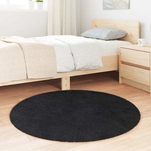 Schwarzer Shaggy Teppich NAVARRA, 100x100 cm