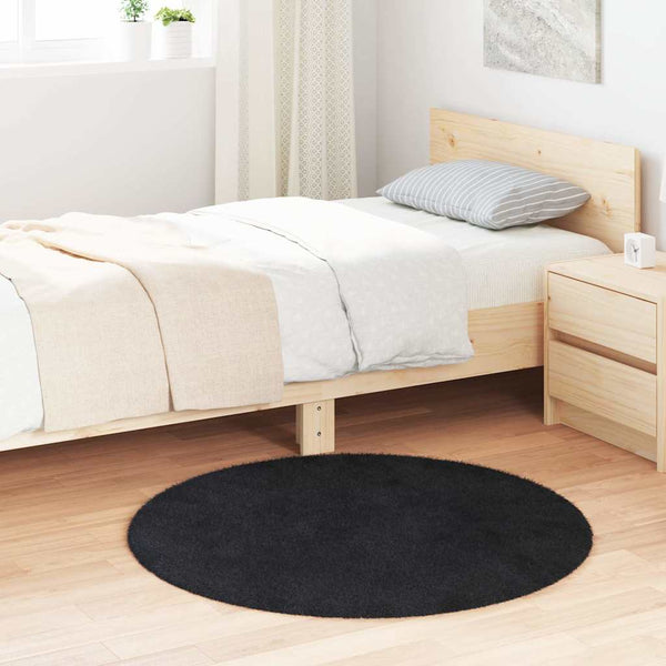 Schwarzer Shaggy Teppich NAVARRA, 100x100 cm