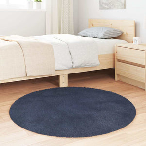 Marineblauer Shaggy Teppich NAVARRA, 100x100 cm