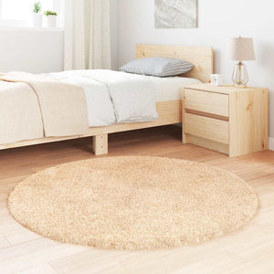 Beiger Shaggy Teppich NAVARRA, 120x120 cm