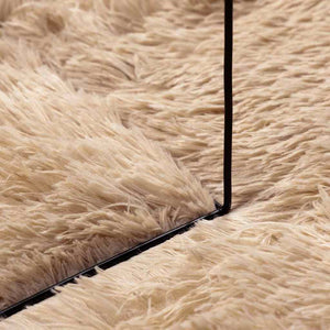Beiger Shaggy Teppich NAVARRA, 120x120 cm