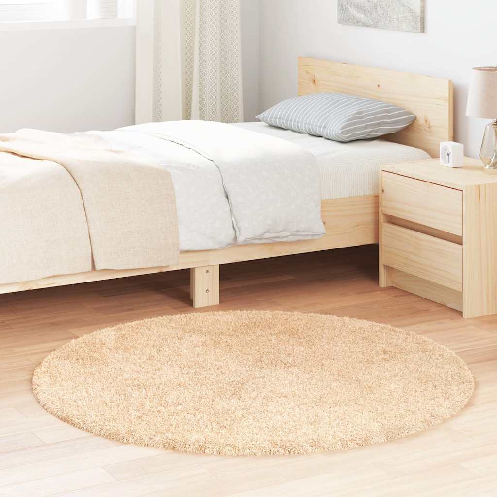 Beiger Shaggy Teppich NAVARRA, 120x120 cm