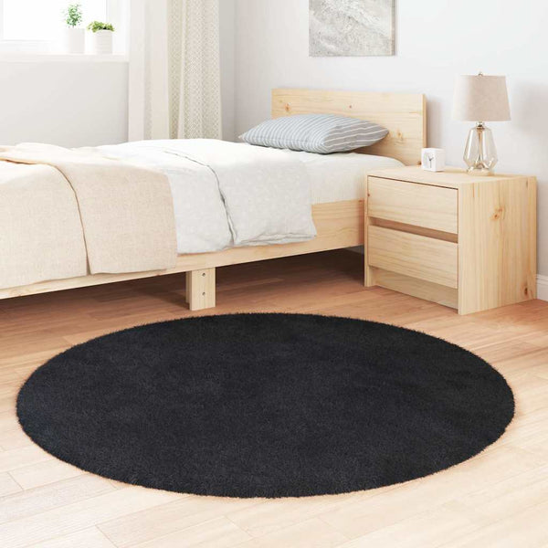 Schwarzer Shaggy Teppich NAVARRA 120x120 cm