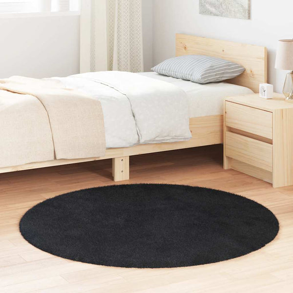 Schwarzer Shaggy Teppich NAVARRA 120x120 cm