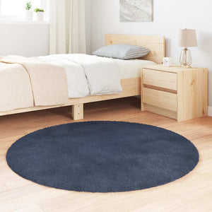 Marineblauer Shaggy Teppich NAVARRA, 120x120 cm