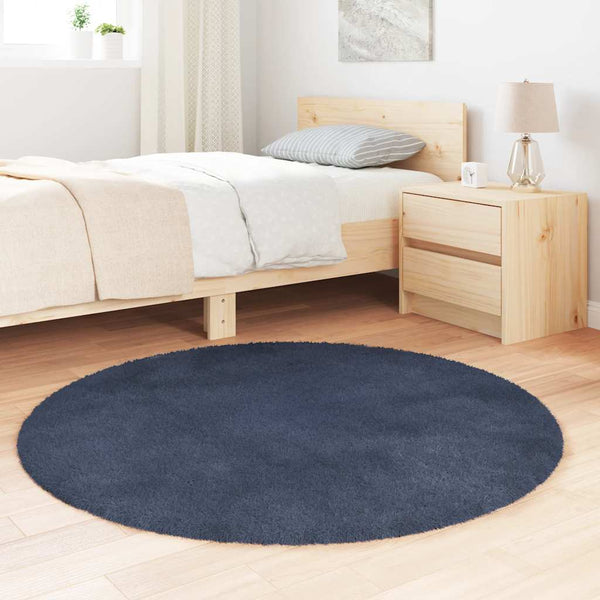 Marineblauer Shaggy Teppich NAVARRA, 120x120 cm