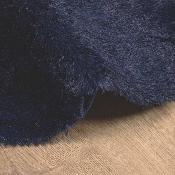 Marineblauer Shaggy Teppich NAVARRA, 120x120 cm