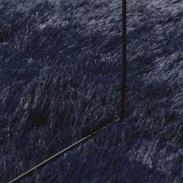 Marineblauer Shaggy Teppich NAVARRA, 120x120 cm