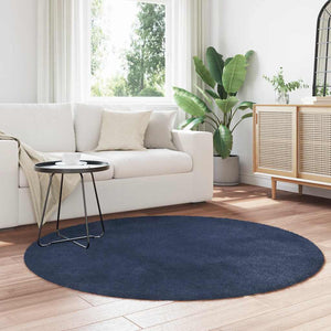 Marineblauer Shaggy Teppich NAVARRA, 160x160 cm