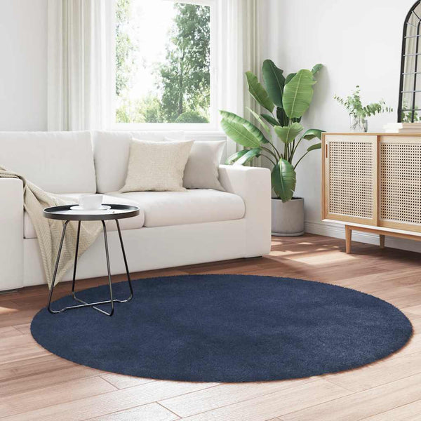 Marineblauer Shaggy Teppich NAVARRA, 160x160 cm