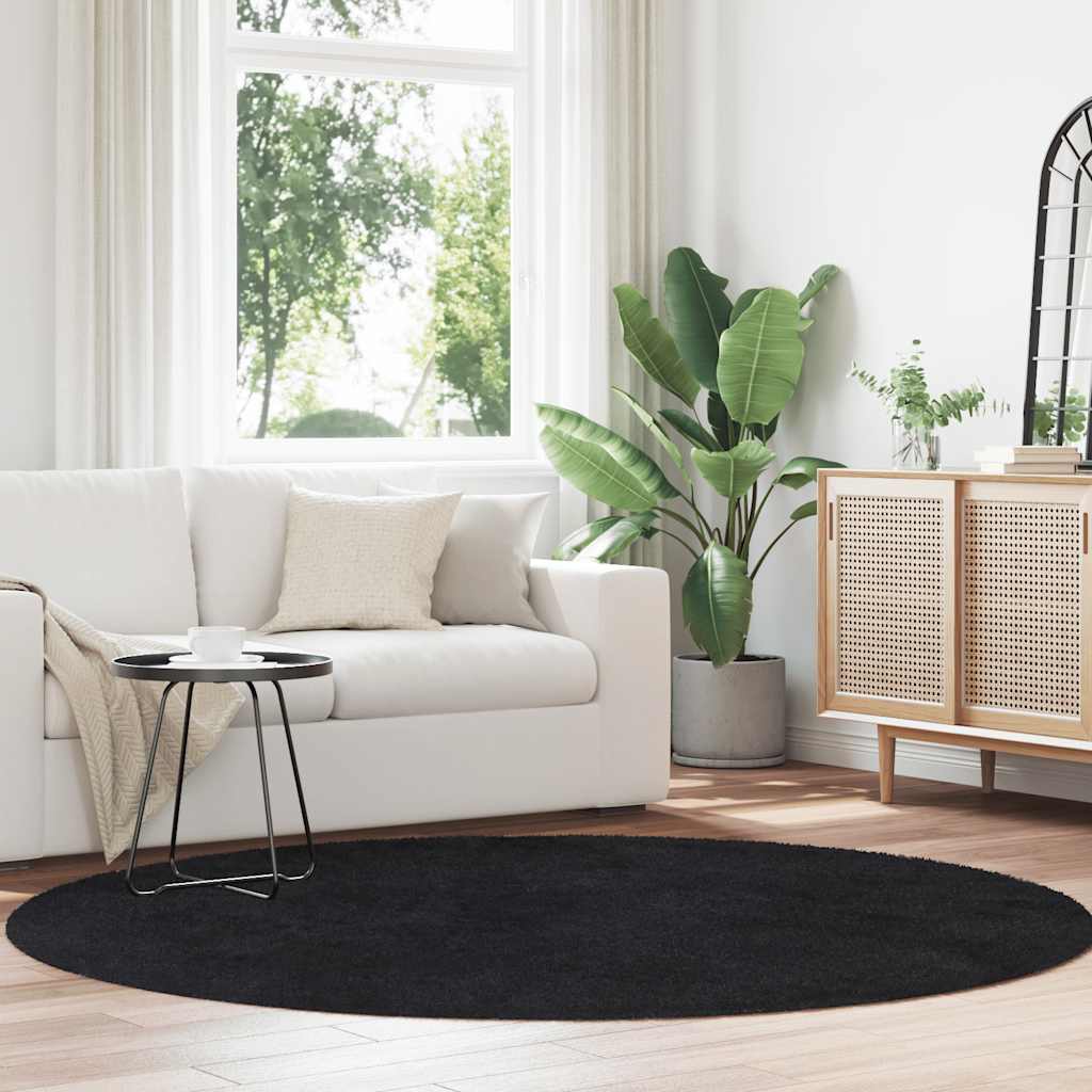 Schwarzer Shaggy Teppich NAVARRA 200x200 cm