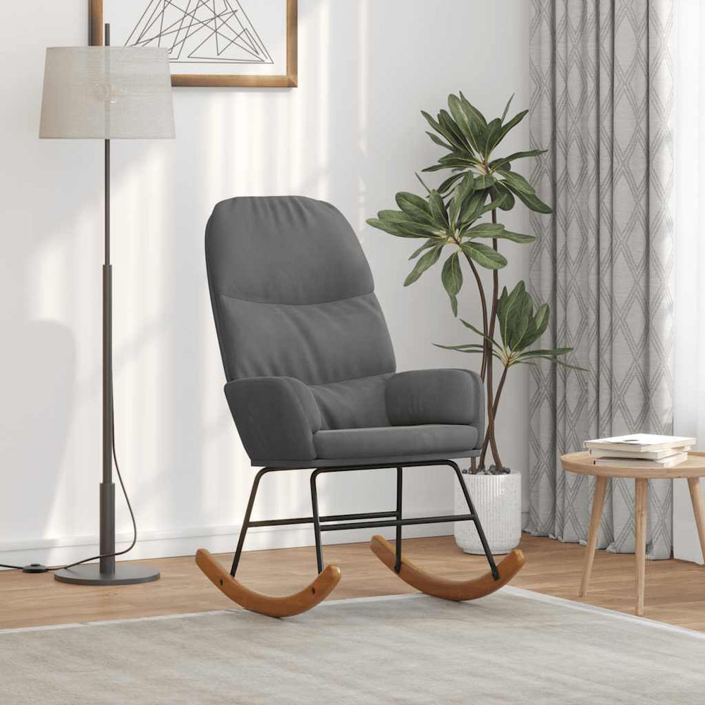 Schaukelstuhl Dunkelgrau Samt