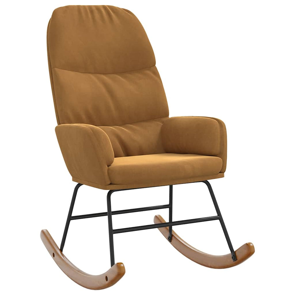 Schaukelstuhl Braun Samt Relaxsessel