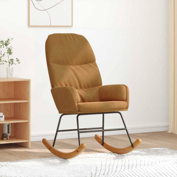Schaukelstuhl Braun Samt Relaxsessel