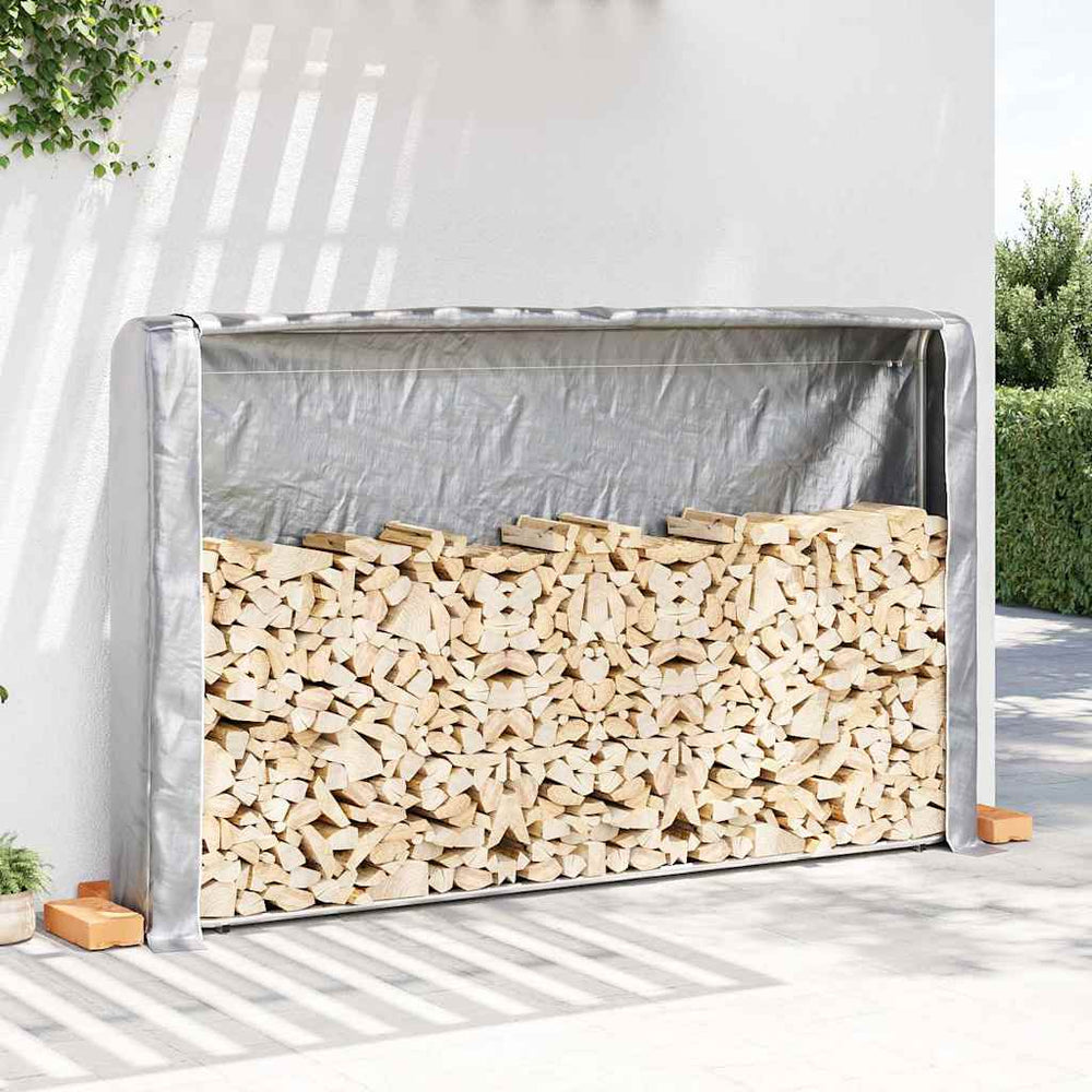 Verzinktes Brennholzregal mit Regenschutz 250cm