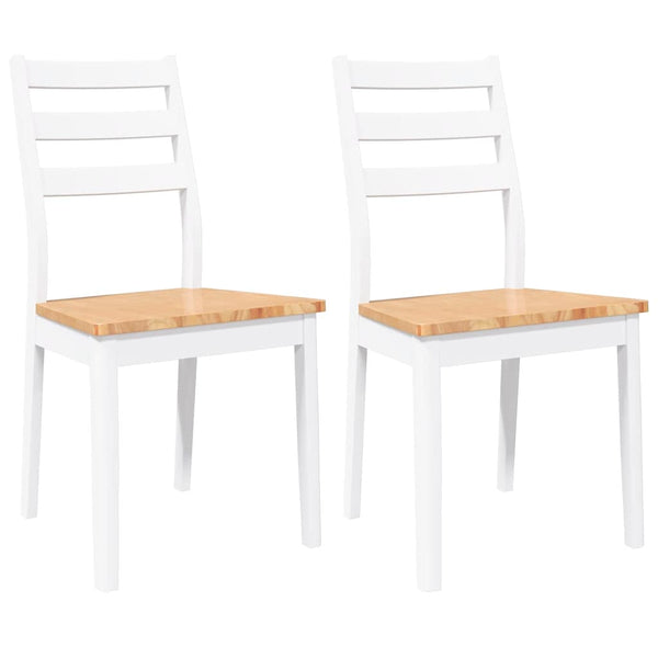 Esszimmerstühle 2er Set Weiß Gummibaumholz