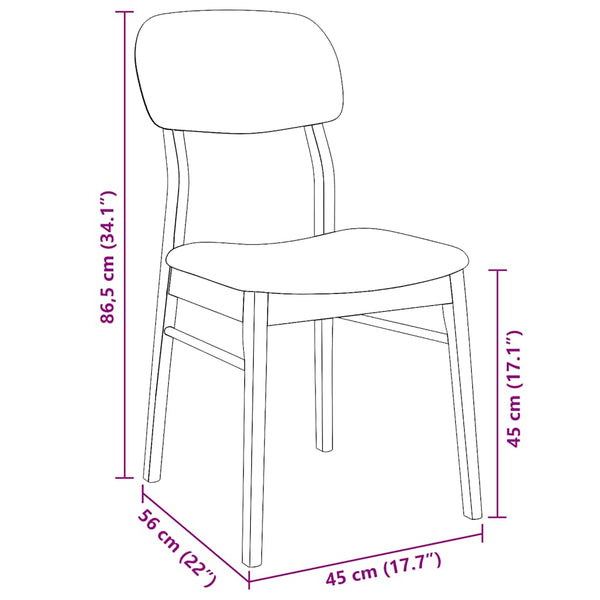 vidaXL Chaises de salle à manger avec coussins 2 pcs. Bois d'hévéa massif naturel