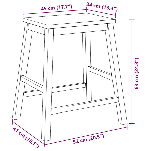 2er Set Barstühle aus Massivholz
