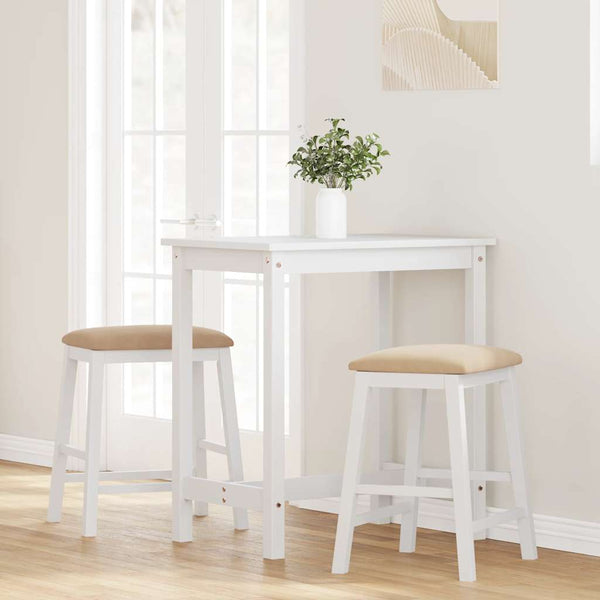 Weiße Barstühle mit Kissen, 2er Set