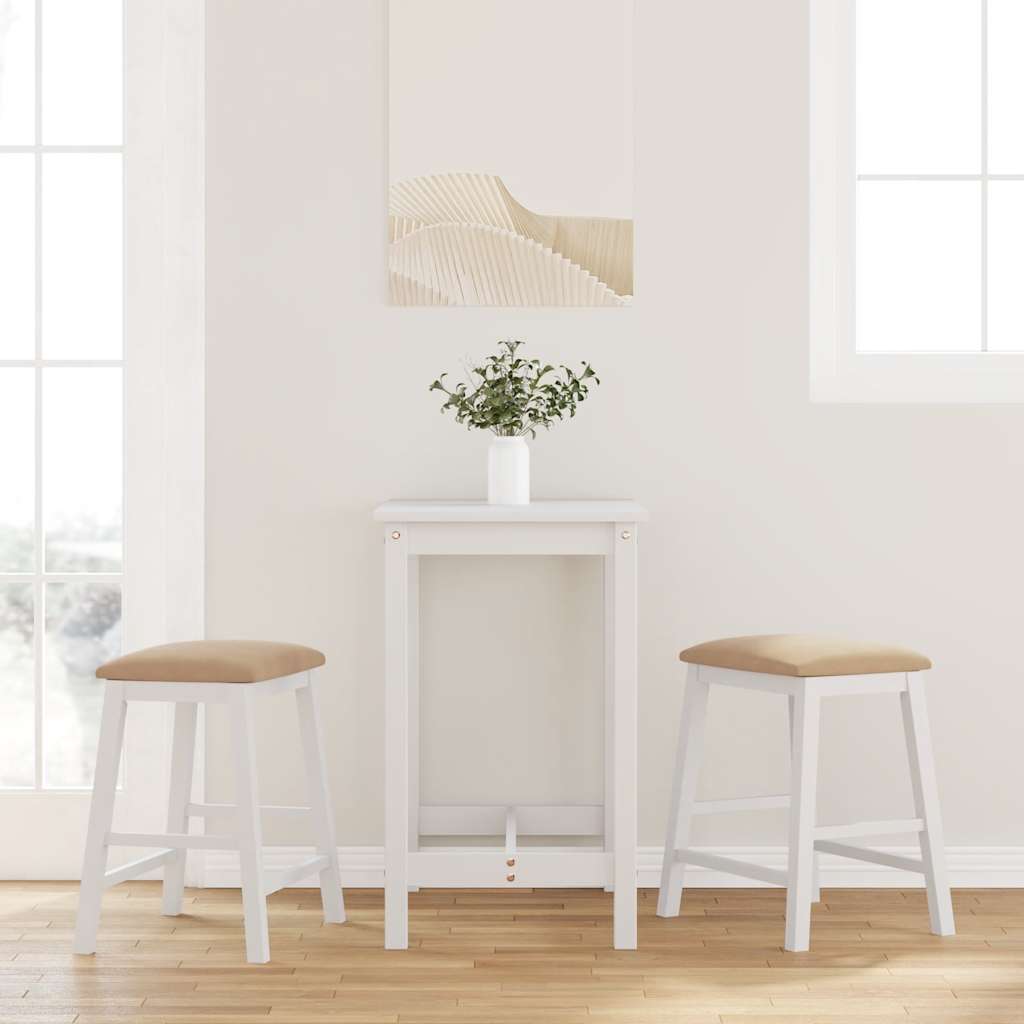 Weiße Barstühle mit Kissen, 2er Set