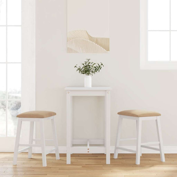 Weiße Barstühle mit Kissen, 2er Set